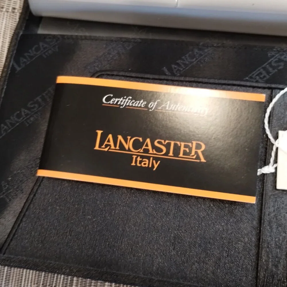 Lancaster Italy Black Leather Wallet/Photo/CC/Biz Card Holder New Cert of Auth